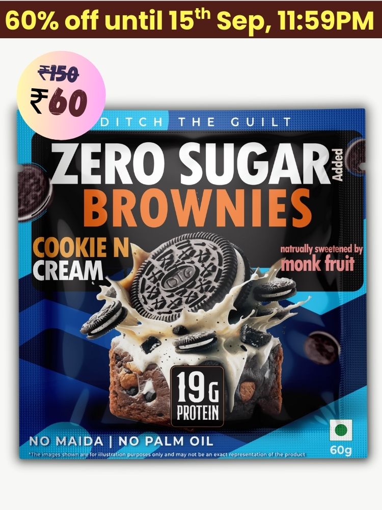 Cookie and Cream Protein Brownie • 19g Protein • Sugar Free & High Protein • Low Net Carbs - 60g
