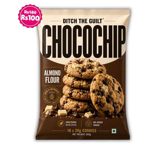 Choco Chip Cookies (10x20g Cookies) • Sugar-Free Almond Flour Cookies • 200g (10x20g Cookies)