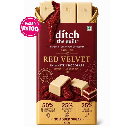Red Velvet • Sugar Free Center-Filled Chocolate Bar • 100g