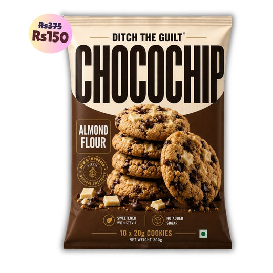 Choco Chip Cookies (10x20g Cookies) • Sugar-Free Almond Flour Cookies • 200g (10x20g Cookies)