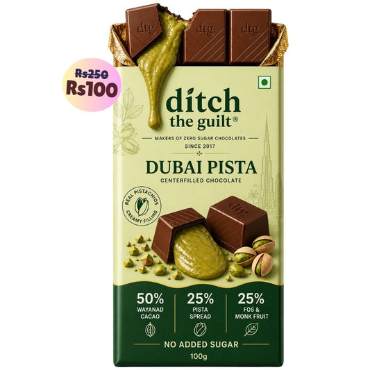 Dubai Pista • Sugar Free Center-Filled Chocolate Bar • 100g
