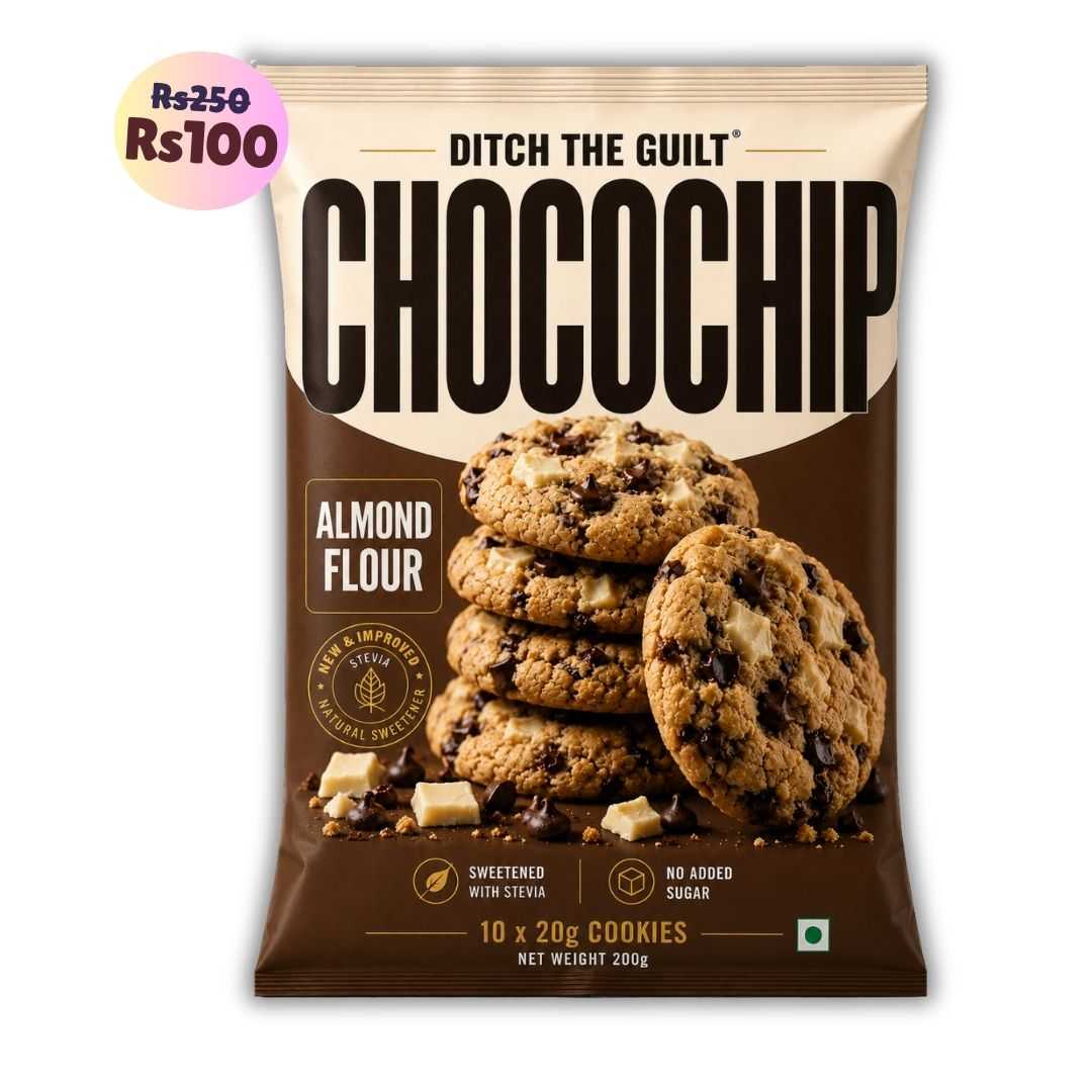 Choco Chip Cookies (10x20g Cookies) • Sugar-Free Almond Flour Cookies • 200g (10x20g Cookies)