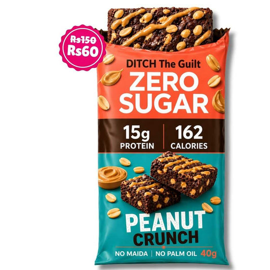 Peanut Crunch Protein Brownie • 15g Protein • Sugar Free High Protein Brownie • 40g