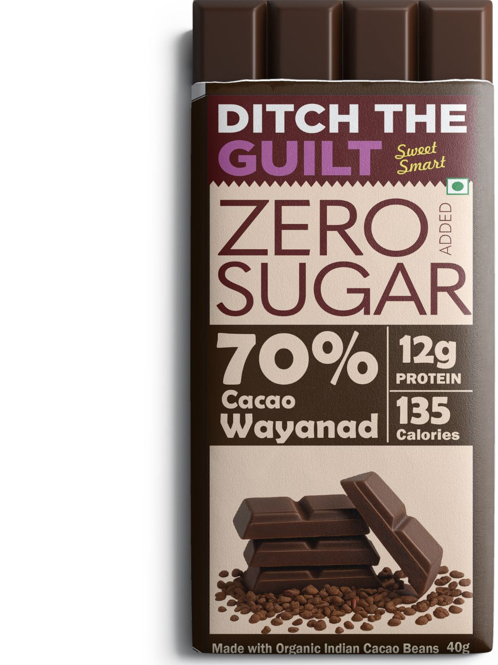 70% Wayanad Cacao  I Sugar Free Dark Protein Chocolate I 12g Protein I 135 Calories - 40g