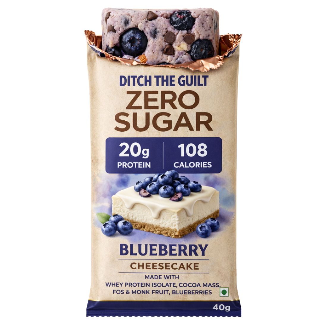 Blueberry Protein Cheese Cake • 20g Protein • Sugar Free High Protein Cheese Cake• 40g