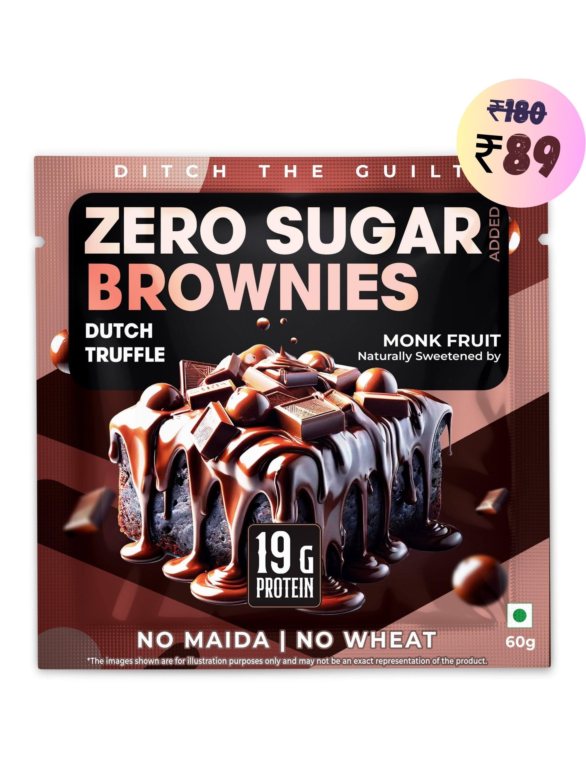 Dutch Truffle Chocolate  Protein Brownie - Sugar Free & High Protein, Low Net Carbs - 60g