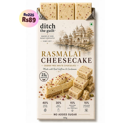 Rasmalai Cheesecake  • 23g Protein • Sugar Free White Chocolate Bar • 100g