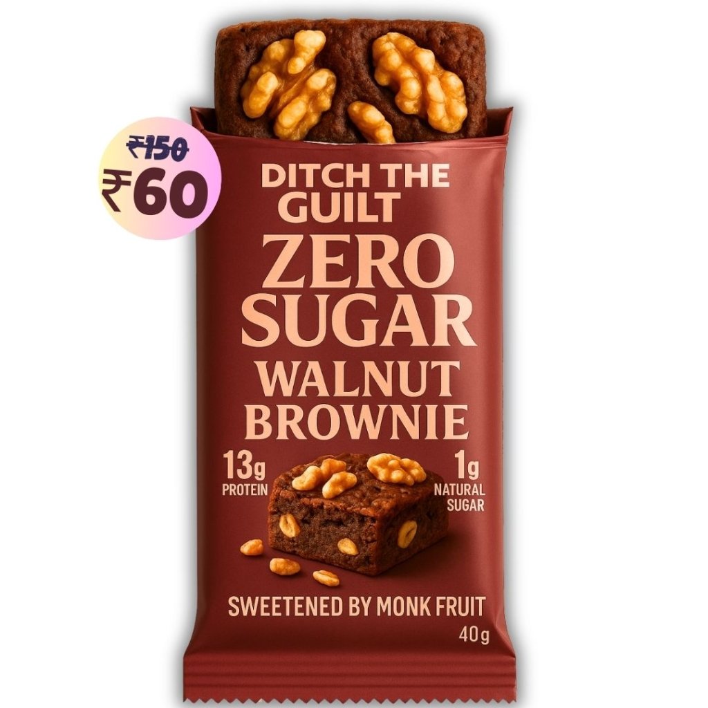 Classic Walnut Protein Brownie • 13g Protein • Sugar Free & High Protein • 40g