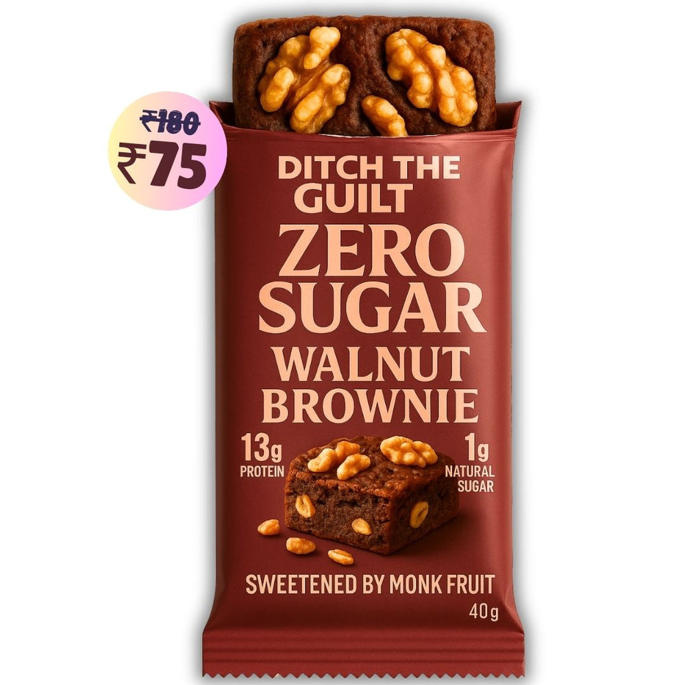 Classic Walnut Protein Brownie • 13g Protein • Sugar Free & High Protein • 40g