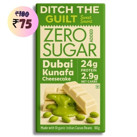 Viral Dubai Kunafa Cheese Cake Centerfilled • 24g Protein • Sugar Free White Chocolate • 60g
