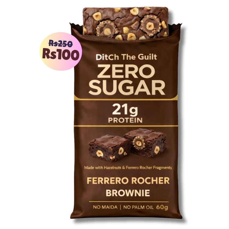 Ferrero Rocher Protein Brownie • 21g Protein • Sugar Free High Protein Brownies • 60g