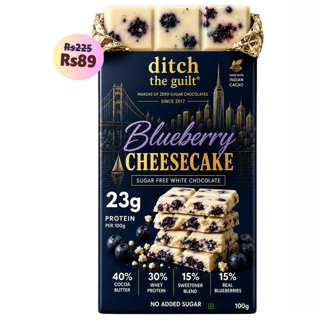 Blueberry Cheesecake • 23g Protein • Sugar Free White Chocolate Bar • 100g
