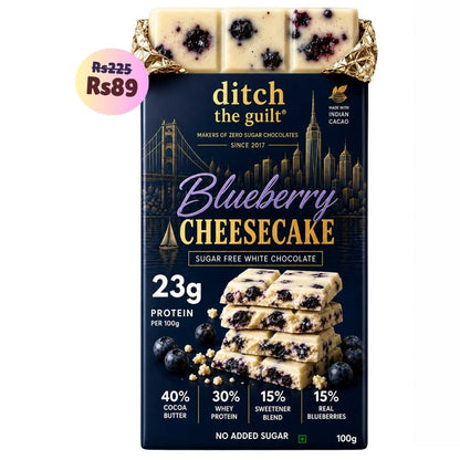 Blueberry Cheesecake • 23g Protein • Sugar Free White Chocolate Bar • 100g
