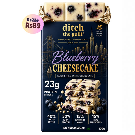 Blueberry Cheesecake • 23g Protein • Sugar Free White Chocolate Bar • 100g