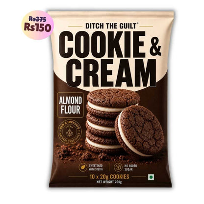 Cookie And Cream (10x20g Cookies) • Sugar-Free Almond Flour Cookies • 200g (10x20g Cookies)