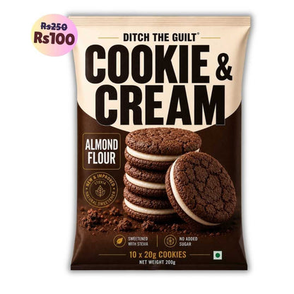 Cookie And Cream (10x20g Cookies) • Sugar-Free Almond Flour Cookies • 200g (10x20g Cookies)