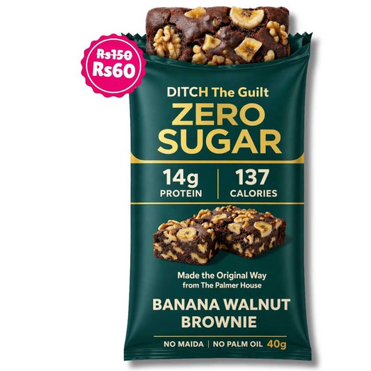 Banana & Walnut Protein Brownie • 14g Protein • Sugar Free High Protein Brownies • 40g