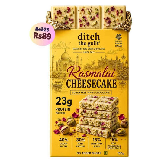 Rasmalai Cheesecake  • 25g Protein • Sugar Free White Chocolate Bar • 100g