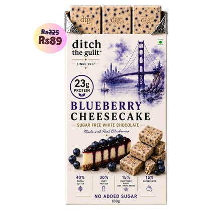 Blueberry Cheesecake • 23g Protein • Sugar Free White Chocolate Bar • 100g