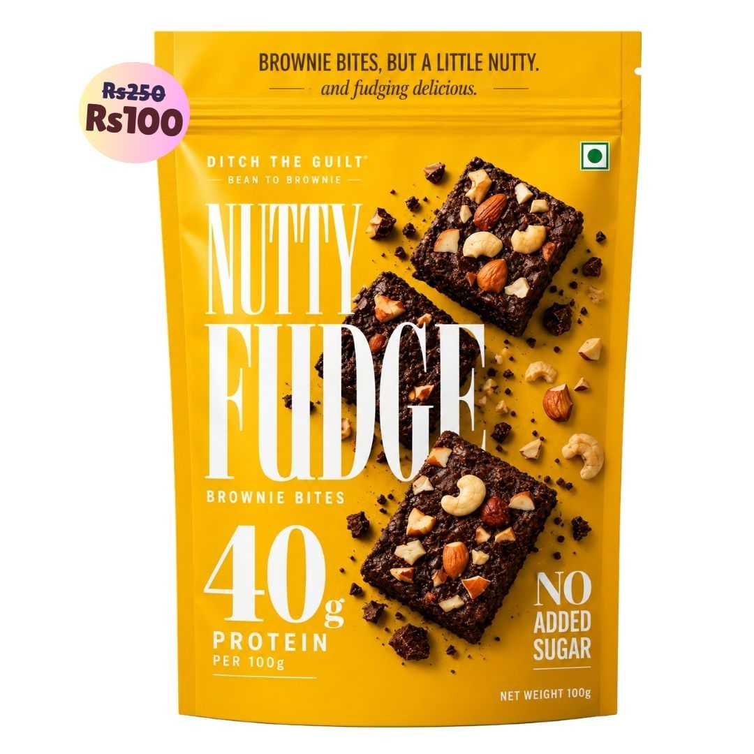 Nutty Fudge • 40g Protein • Sugar Free High Protein Brownies Bites • 100g