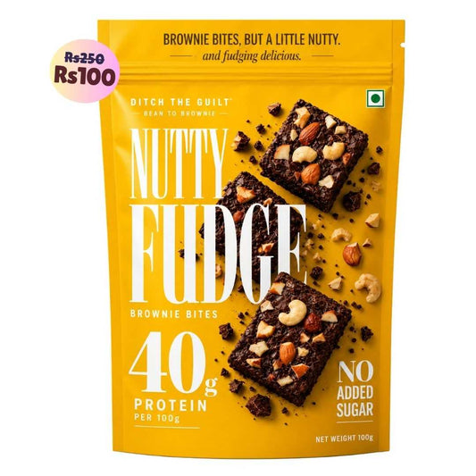 Nutty Fudge • 40g Protein • Sugar Free High Protein Brownies Bites • 100g