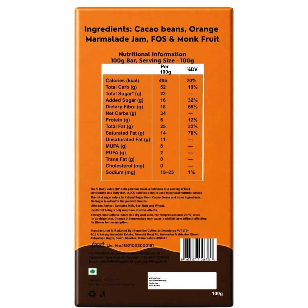 Orange Marmalade (Sugar Free) • Sugar Free Center-Filled Chocolate Bar • 100g
