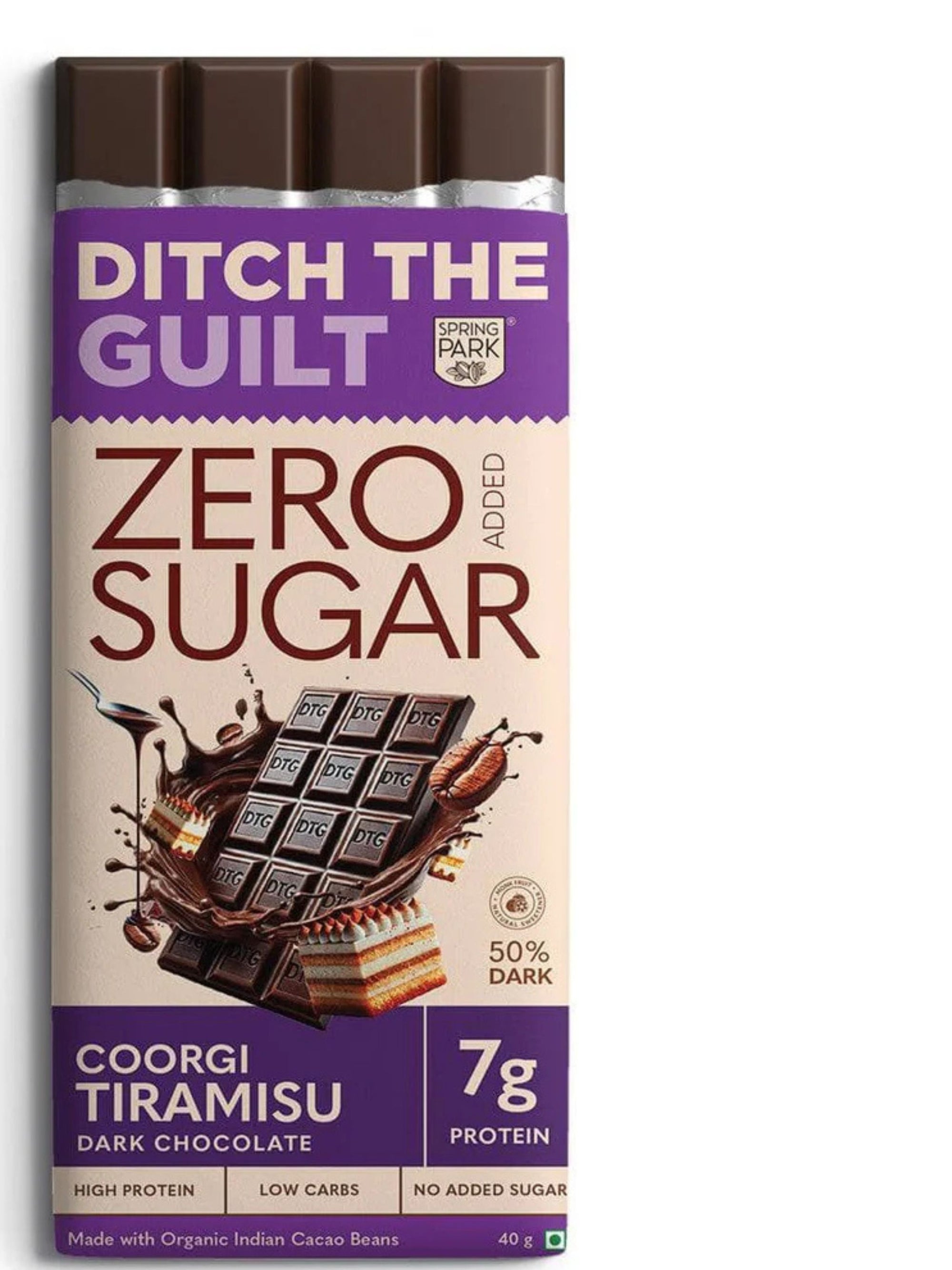 Coorgi Tiramisu I Dark Protein Chocolate I  Zero Sugar Added I 7g Protein I 1g Natural Sugar - 40g