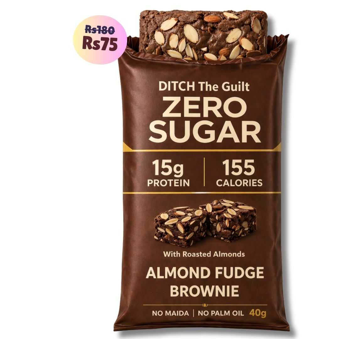 Almond Fudge • 15g Protein • Sugar Free High Protein Brownies • 40g