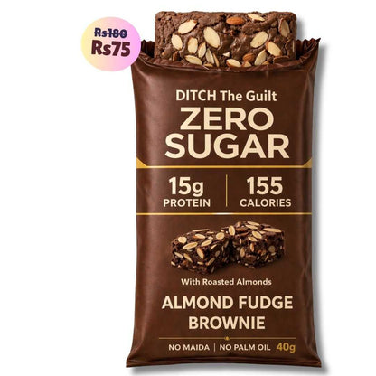 Almond Fudge • 15g Protein • Sugar Free High Protein Brownies • 40g