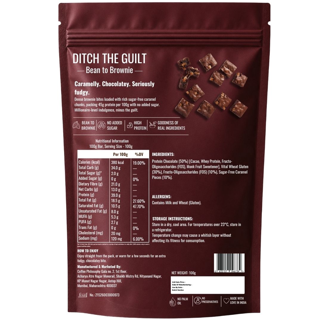 Millionaire • 39g Protein • Sugar Free High Protein Brownie • 100g