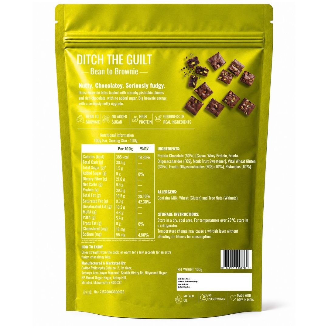 Dubai Pista• 40g Protein • Sugar Free High Protein Brownie • 100g