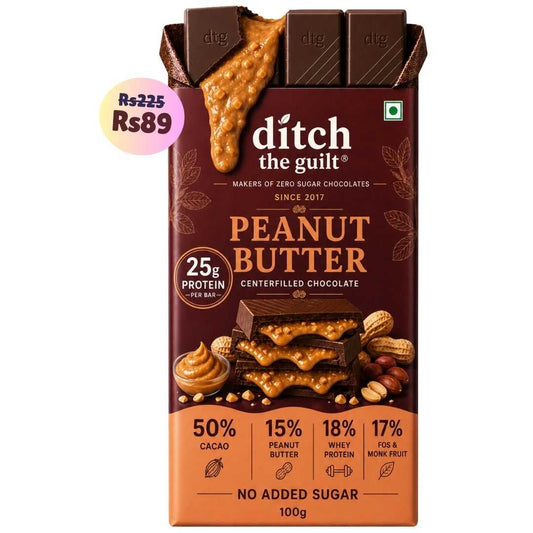 Peanut Butter • 25g Protein • Sugar Free Center-Filled Chocolate Bar • 100g