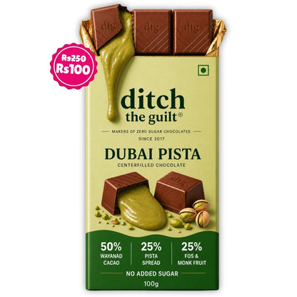 Dubai Pista • Sugar Free Center-Filled Chocolate Bar • 100g