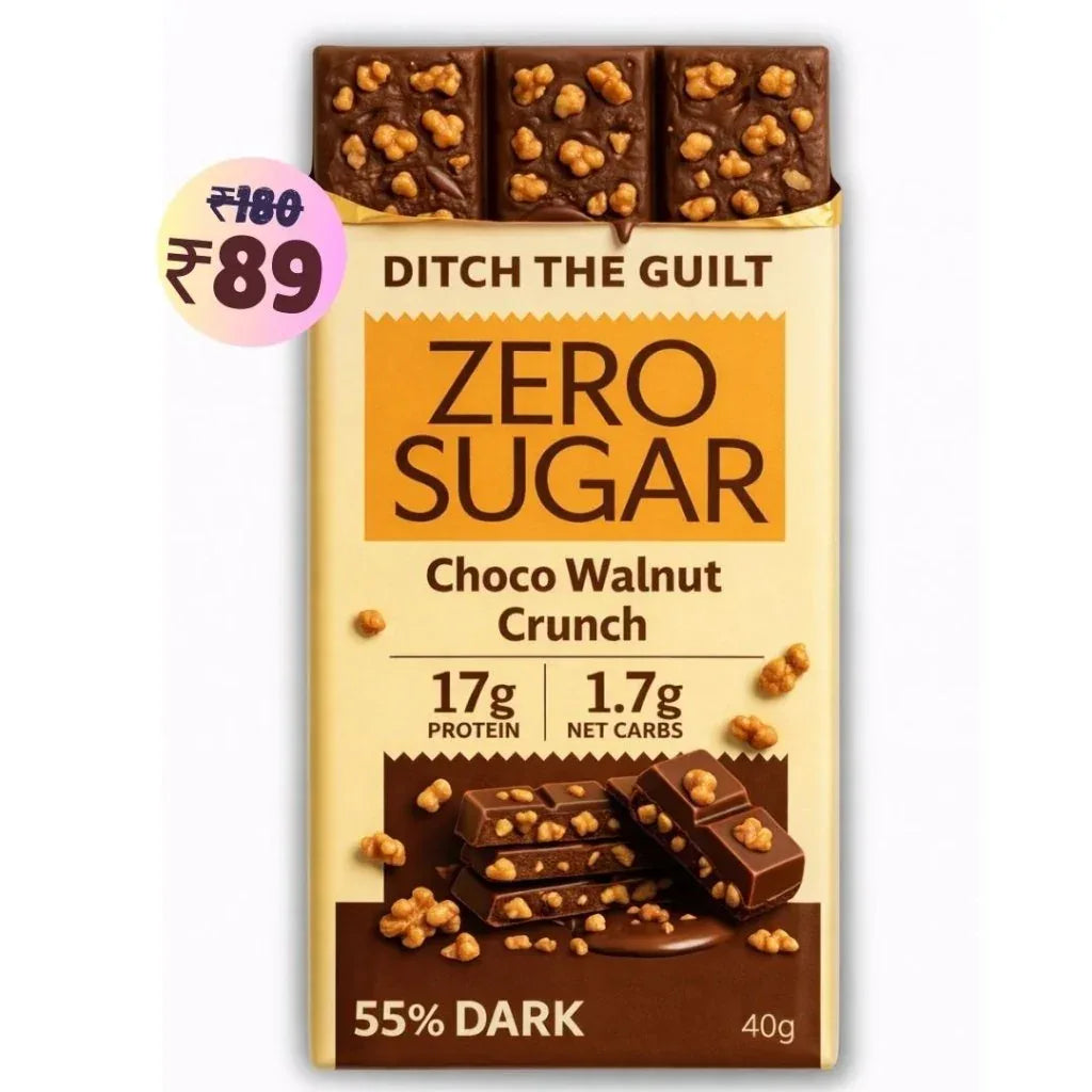 Walnut Crunch Dark Chocolate • 17g Protein • Sugar Free & High Protein • 40g - Ditch The Guilt
