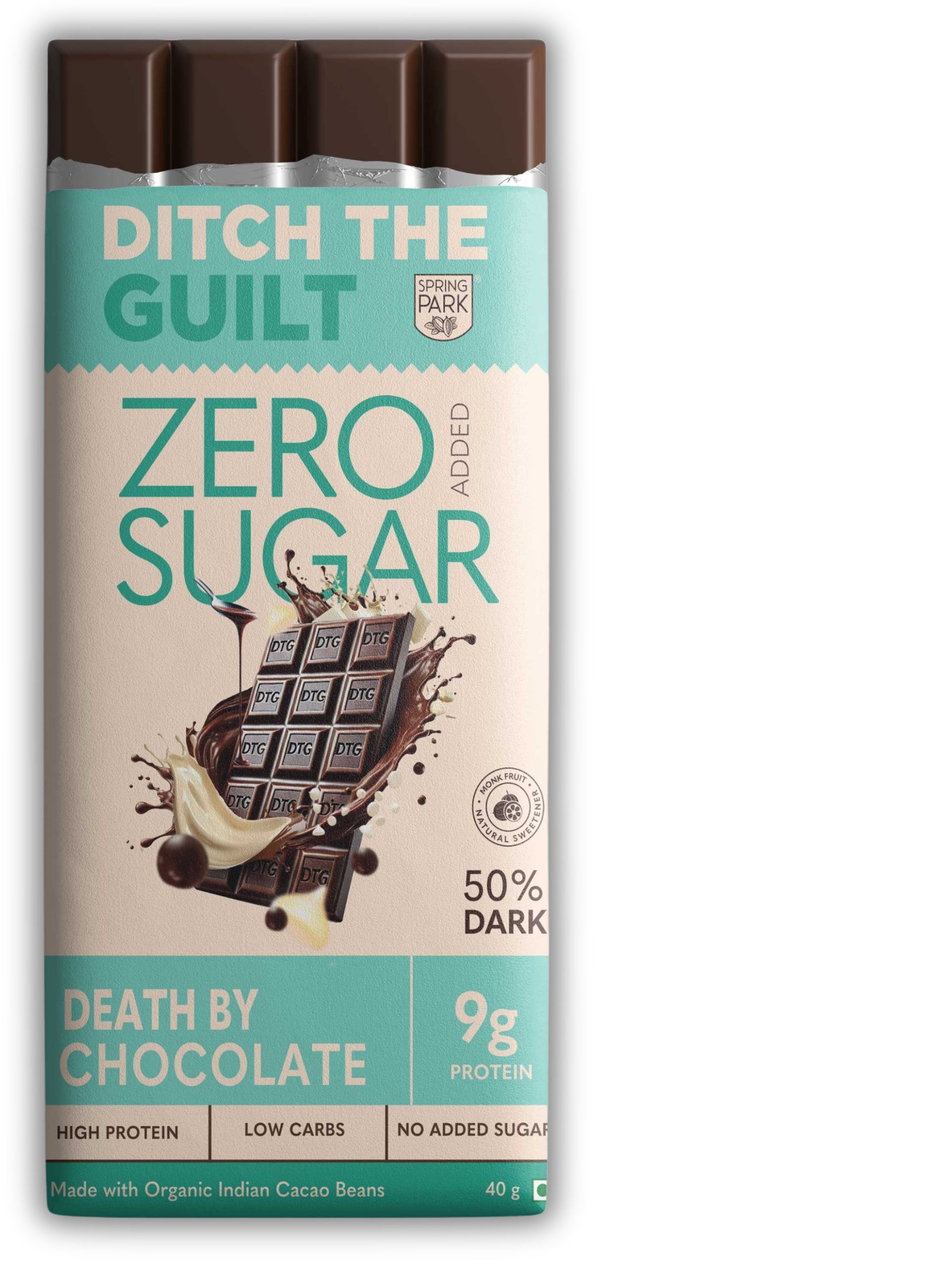 Death By Chocolate I Dark Protein Chocolate I  Zero Sugar Added I 9g Protein I 1g Natural Sugar - 40g