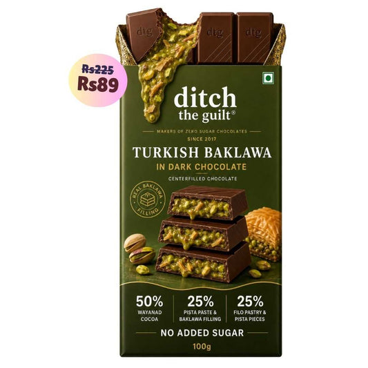 Turkish Baklava • Sugar Free Center-Filled Chocolate Bar • 100g