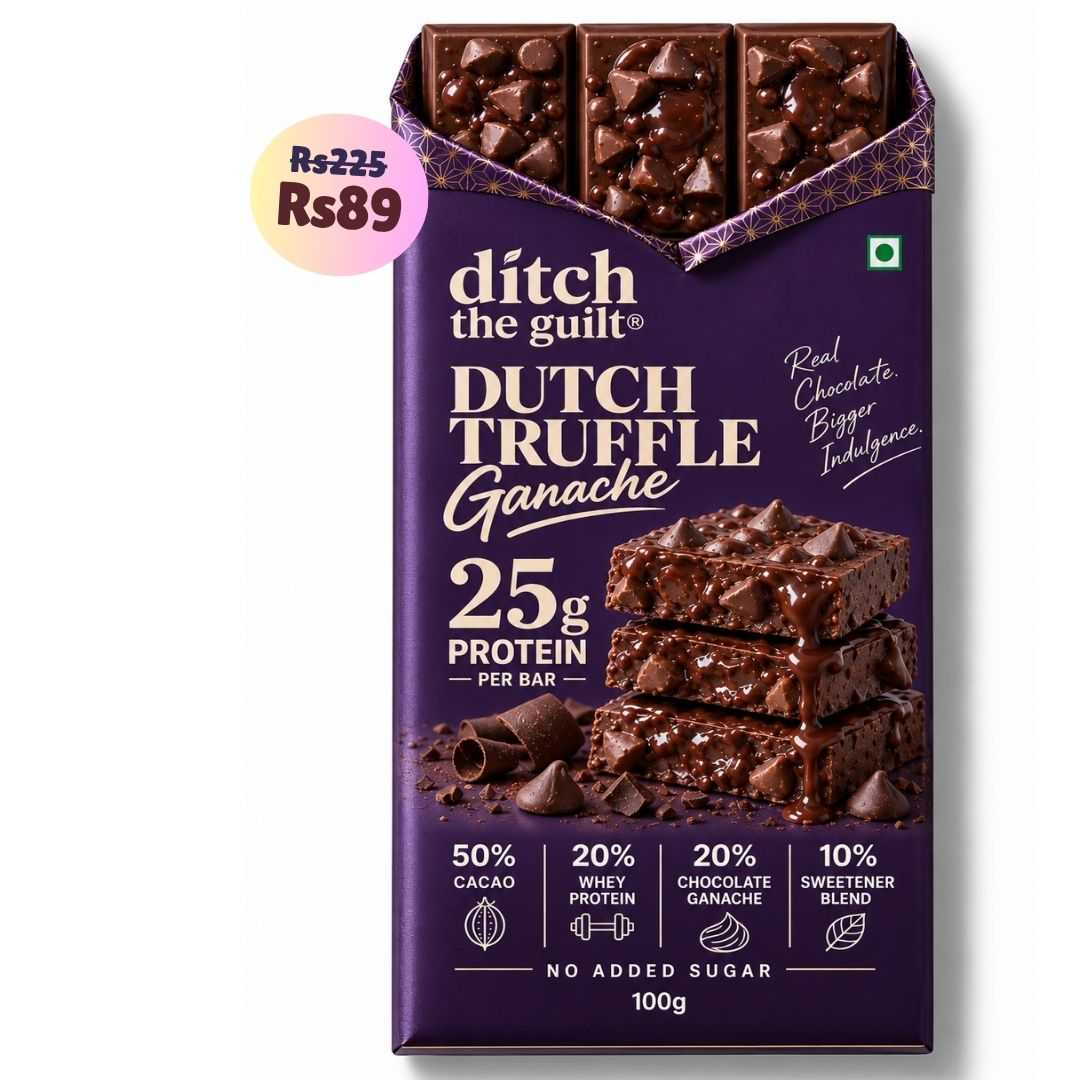 Dutch Truffle Ganache • 25g Protein • Sugar Free Dark Chocolate Bar • 100g