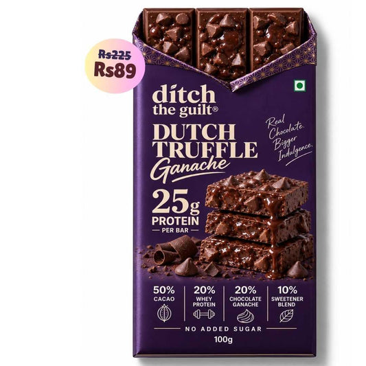 Dutch Truffle Ganache • 25g Protein • Sugar Free Dark Chocolate Bar • 100g