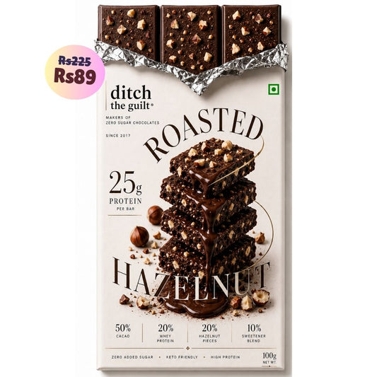 Hazelnuts (Italian) • 25g Protein • Sugar Free Dark Chocolate Bar • 100g