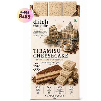 Tiramisu Cheesecake • 23g Protein • Sugar Free White Chocolate Bar • 100g