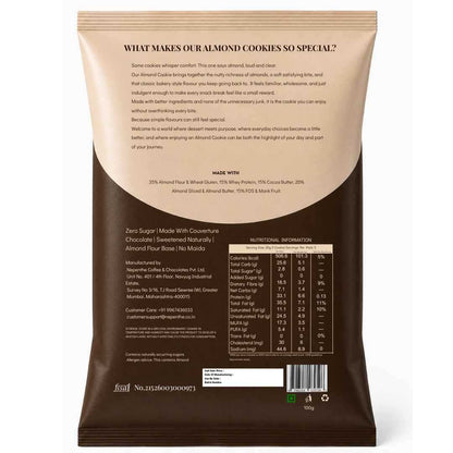 Almond Cocoa Crunch Cookies (5x20g Cookies)• 33g Protein Per Pack • Sugar-Free & High Protein Almond Flour Cookies • 100g
