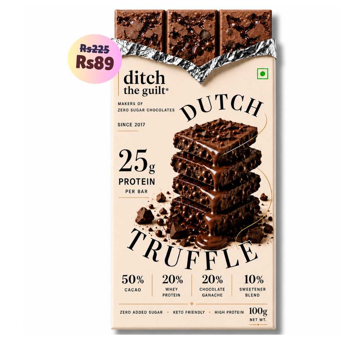 Dutch Truffle (Ganache) • 25g Protein • Sugar Free Dark Chocolate Bar • 100g