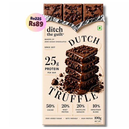 Dutch Truffle (Ganache) • 25g Protein • Sugar Free Dark Chocolate Bar • 100g