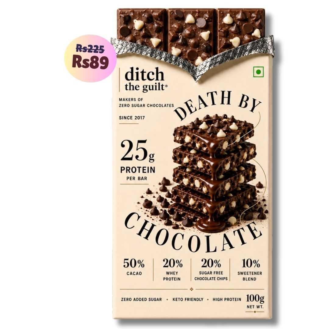 Death By Chocolate • 25g Protein • Sugar Free Dark Chocolate Bar • 100g