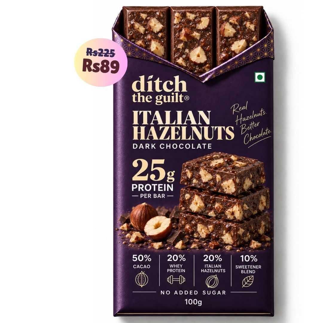 Hazelnuts (Italian) • 25g Protein • Sugar Free Dark Chocolate Bar • 100g