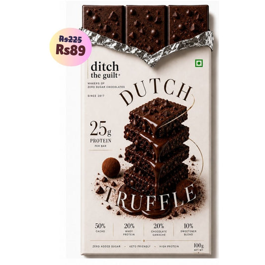 Dutch Truffle (Ganache) • 25g Protein • Sugar Free Dark Chocolate Bar • 100g