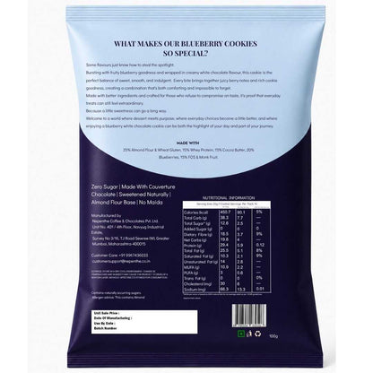 Blueberry Cookies (5x20g Cookies)• 29g Protein Per Pack • Sugar-Free & High Protein Almond Flour Cookies • 100g