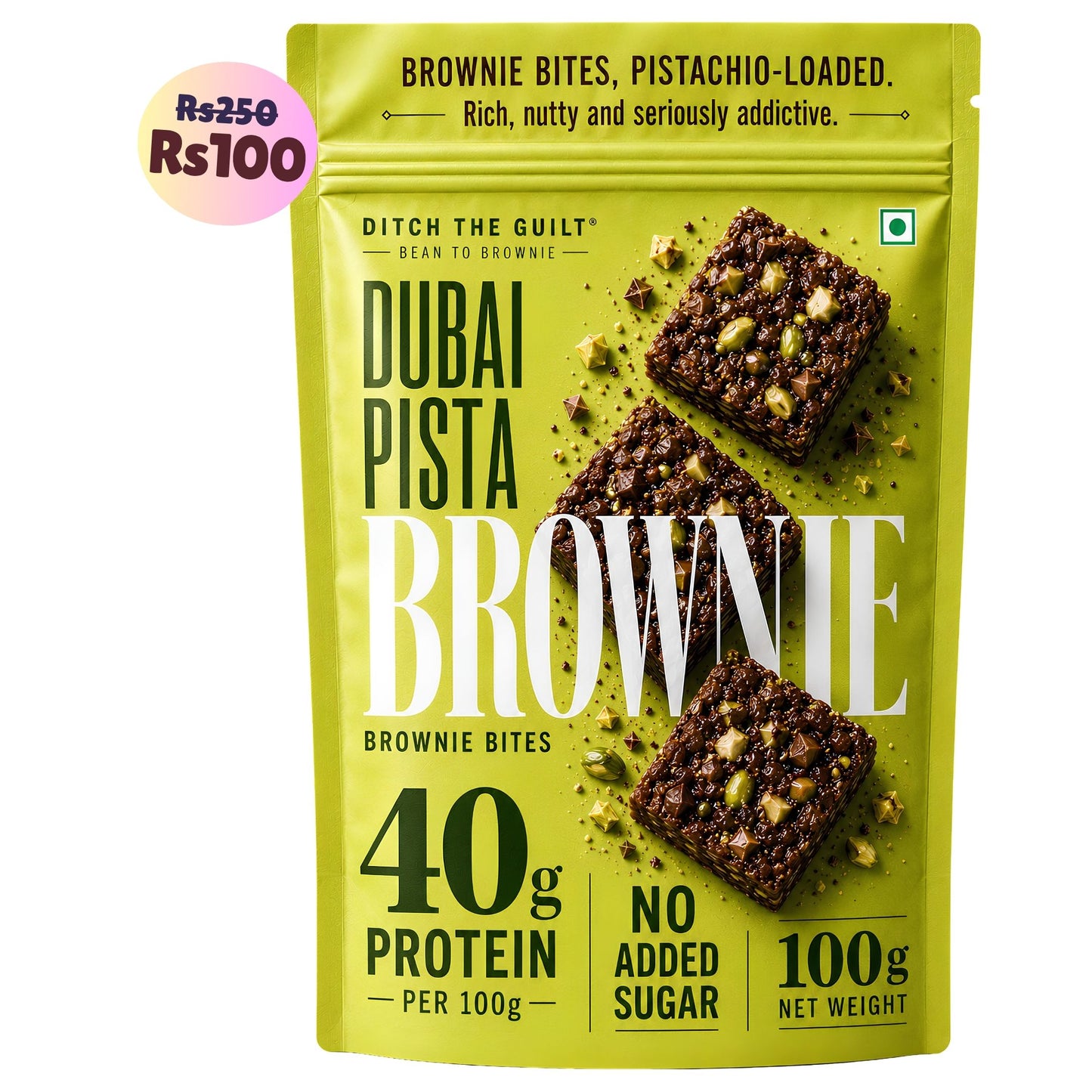 Dubai Pista• 40g Protein • Sugar Free High Protein Brownie • 100g