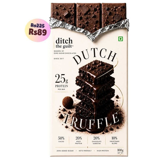 Dutch Truffle (Ganache) • 25g Protein • Sugar Free Dark Chocolate Bar • 100g