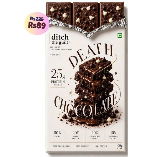 Death By Chocolate • 25g Protein • Sugar Free Dark Chocolate Bar • 100g